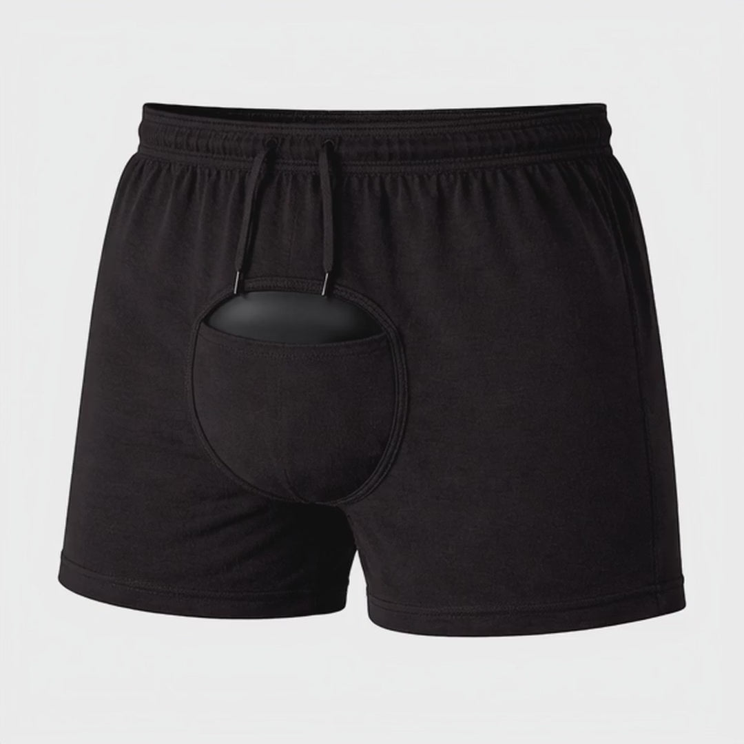 black sauna shorts with gel pack rotating